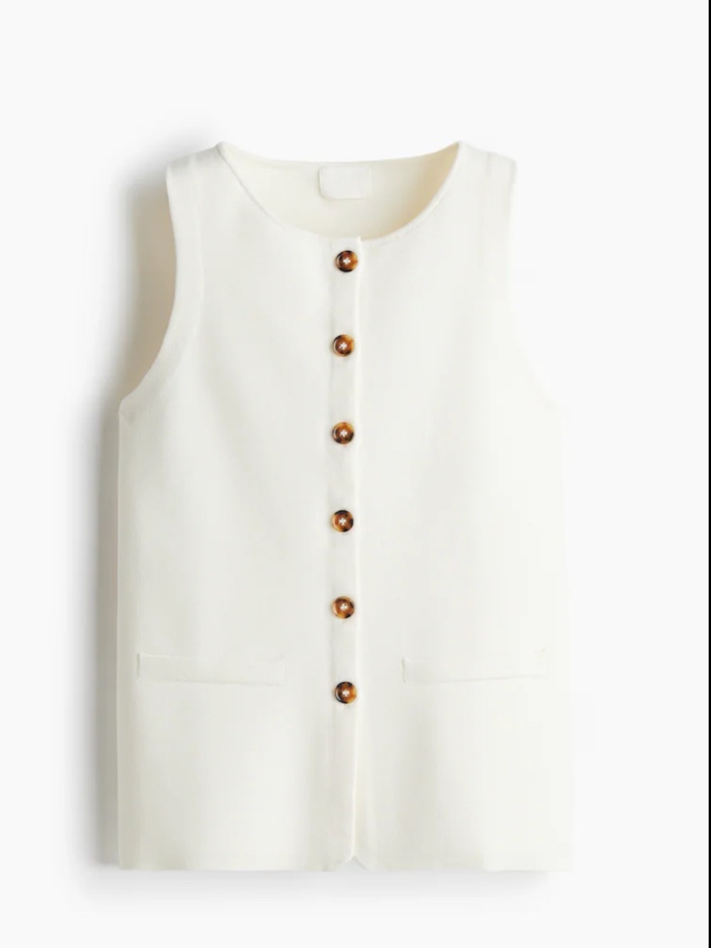 H&M Cream Sleeveless Button-Front Knit Tank